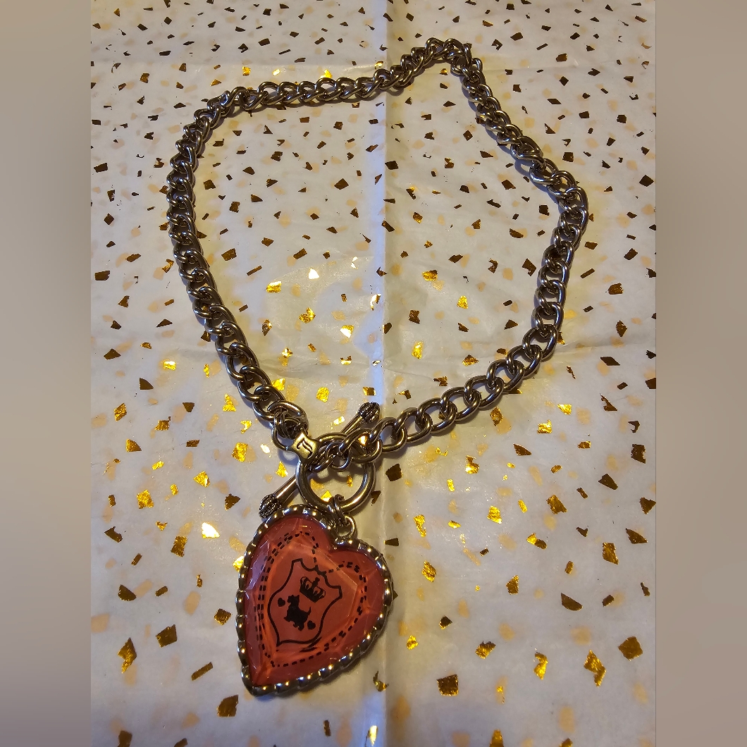 Juicy Couture Gold Chain Necklace With Pink Heart Pendant 25$